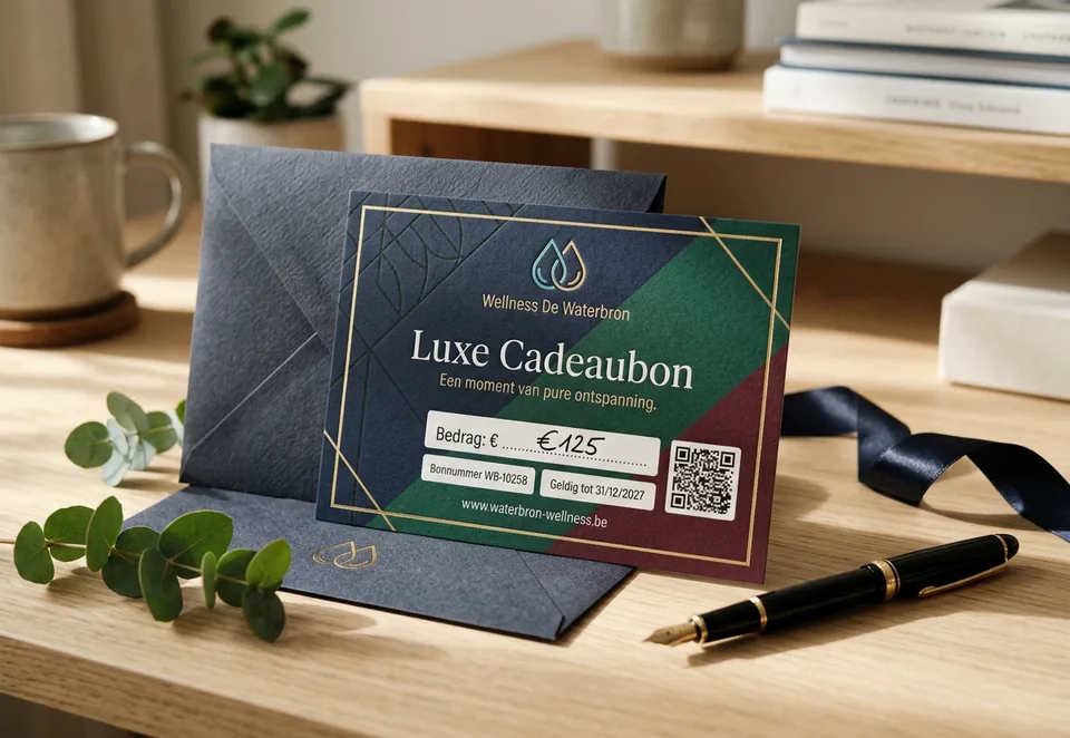 Pre-printed physical gift card with envelope in a premium branded style.
