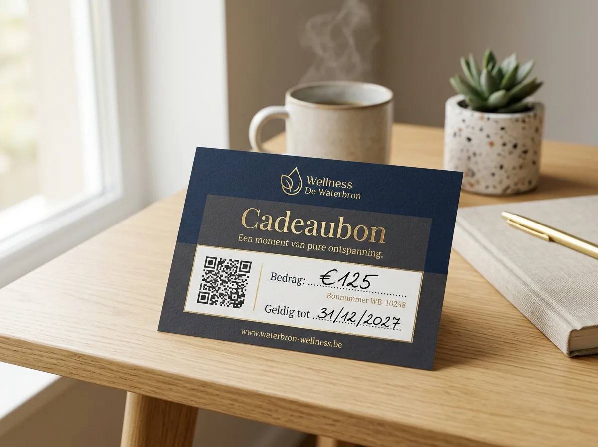 Professioneel gedrukte cadeaubon in eigen huisstijl.