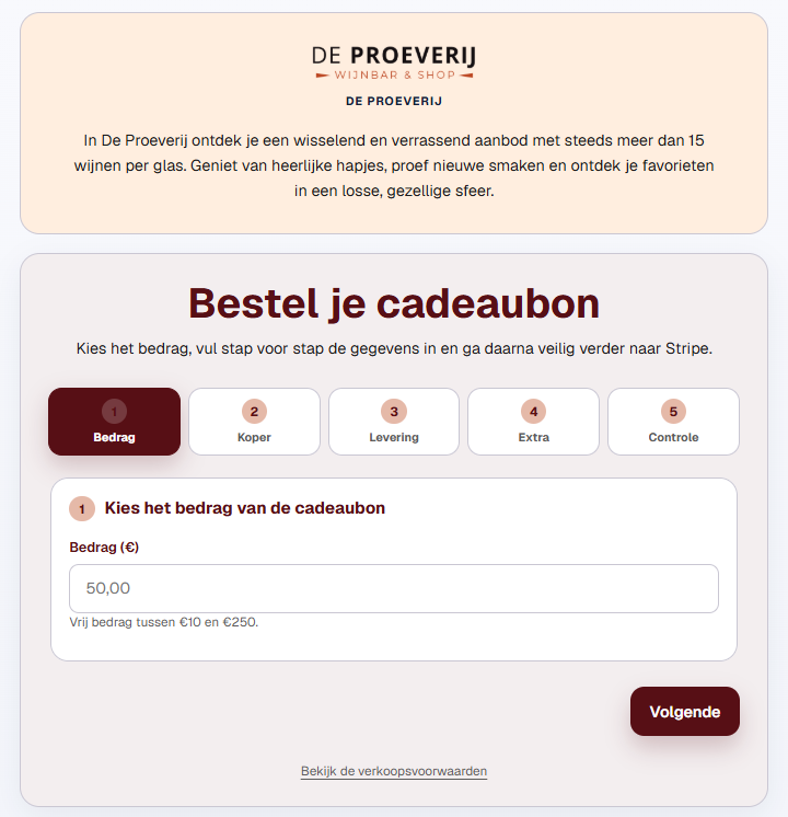 Voorbeeld van een publieke QReateCards-sales page.
